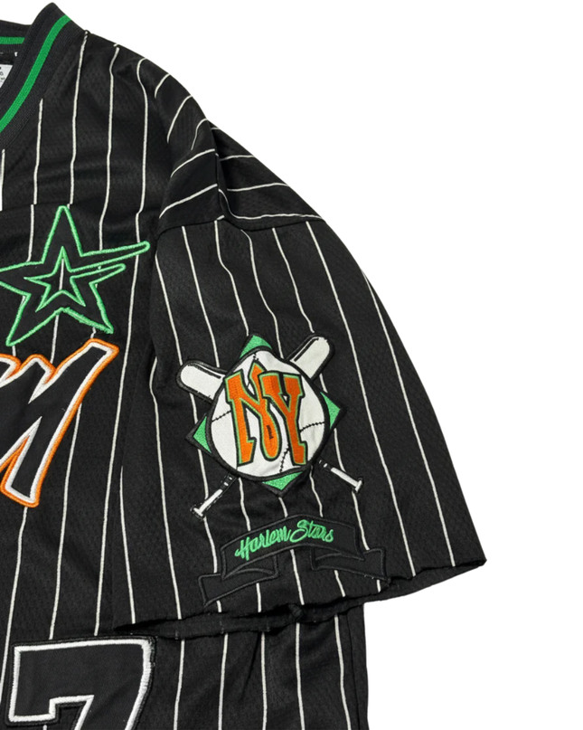 FB SISTER Black Harlem Stars Graphic Pinstripe Jersey