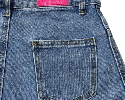 B ICONIC Blue Studded Distressed Denim Shorts
