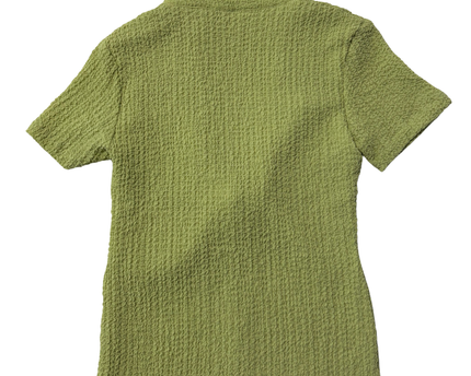 Third Form Green Textured Knot Front Top