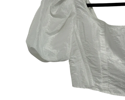 Topshop White Puff Sleeve Corset Style Crop Top