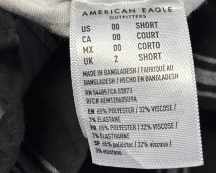 American Eagle Black Plaid Tapered Drawstring Pants