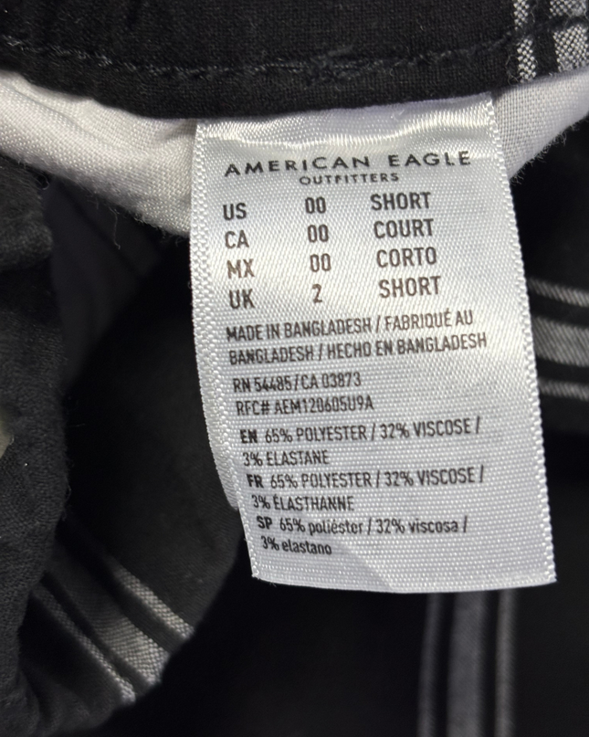 American Eagle Black Plaid Tapered Drawstring Pants