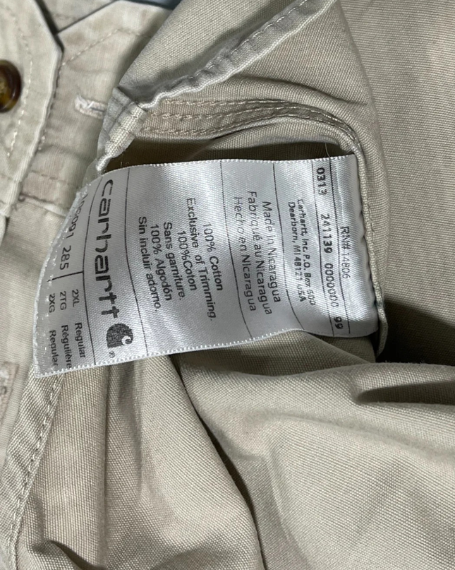 Carhartt Beige Rugged Long Sleeve Work Shirt