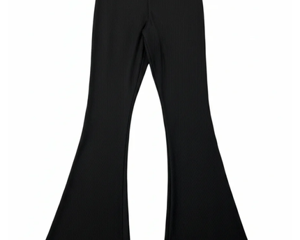 olé by Koton Black Ribbed Flare Leg Pants