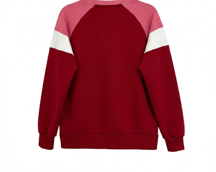 Benetton Red Tricolor Color-Block Raglan Sweatshirt