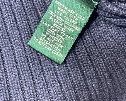 Lauren Ralph Lauren Navy Blue Quarter-Zip Ribbed Knit Sweater