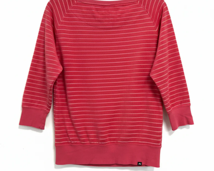 Nike Pink Striped Terry Cloth Wide Neck Top
