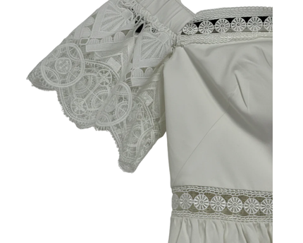 Ted Baker White Loulah Lace Trim Cotton Dress