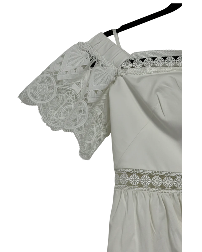 Ted Baker White Loulah Lace Trim Cotton Dress
