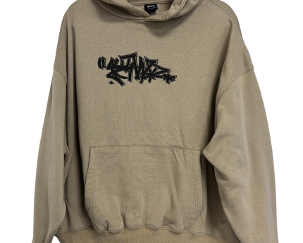 STWD Beige Oversized Graffiti Graphic Hoodie