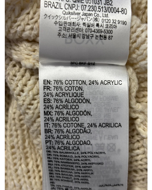 ROXY Cream Open Knit Relaxed Cardigan