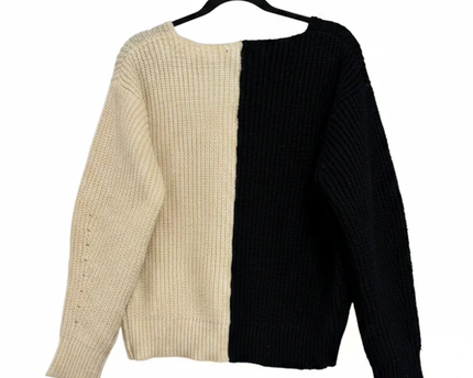 Forever 21 Black and Cream Split Jeweled Button Cardigan