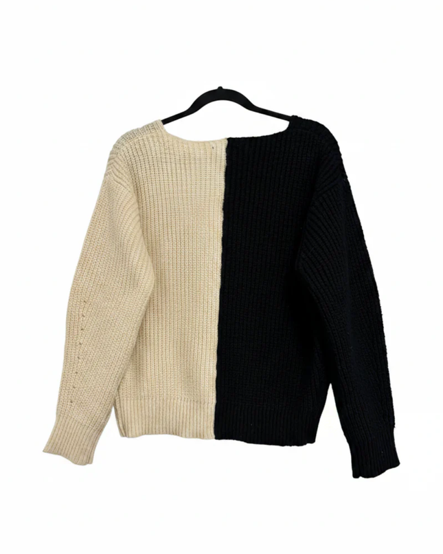 Forever 21 Black and Cream Split Jeweled Button Cardigan