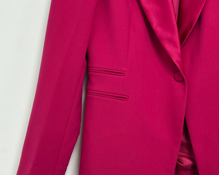 Zara Pink Satin Lapel Tailored Blazer