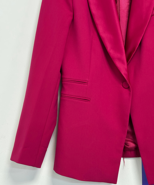 Zara Pink Satin Lapel Tailored Blazer