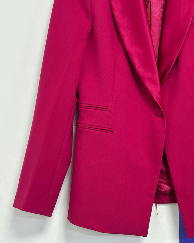 Zara Pink Satin Lapel Tailored Blazer