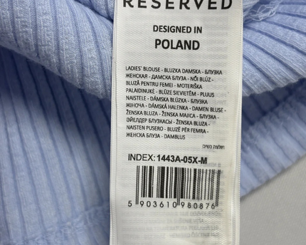 RESERVED Light Blue Ribbed Puff Sleeve Blouse W/Tags