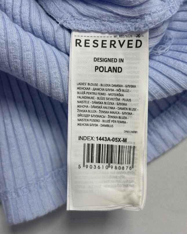 RESERVED Light Blue Ribbed Puff Sleeve Blouse W/Tags