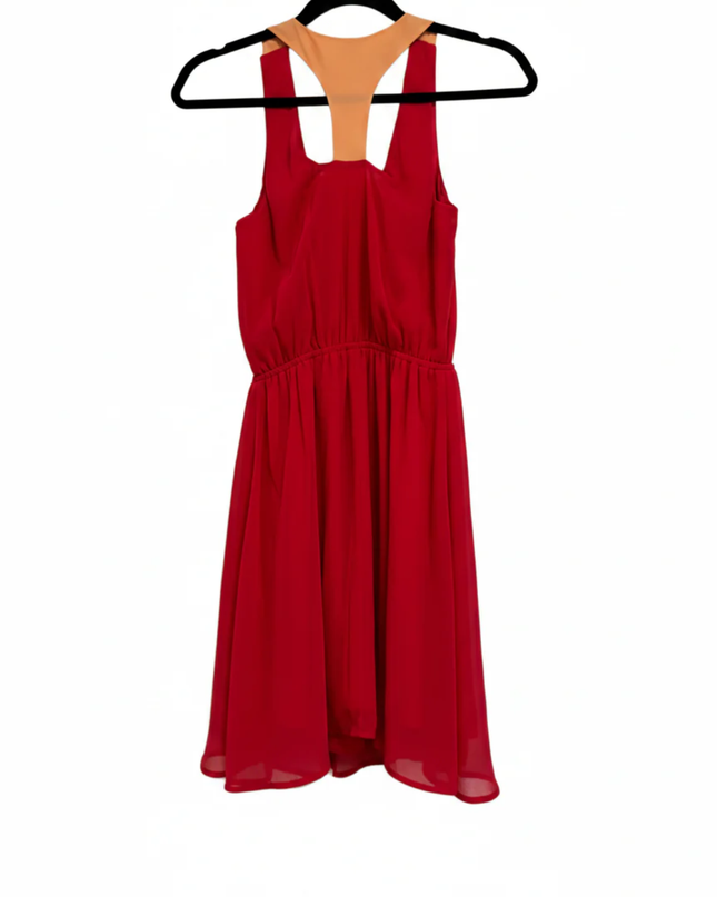 Guess Red Sleeveless Chiffon Mini Dress