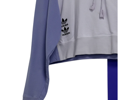 Adidas Purple Cropped Two-Tone Trefoil Logo Hoodie