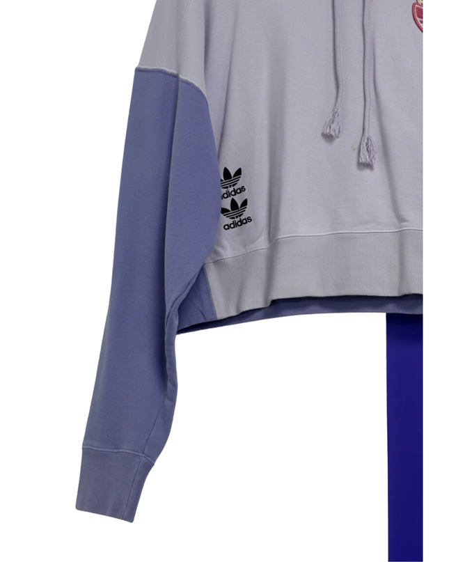 Adidas Purple Cropped Two-Tone Trefoil Logo Hoodie