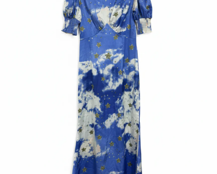 Never Fully Dressed Blue/White Cloud and Star Print Maxi Dress