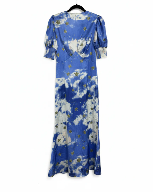 Never Fully Dressed Blue/White Cloud and Star Print Maxi Dress