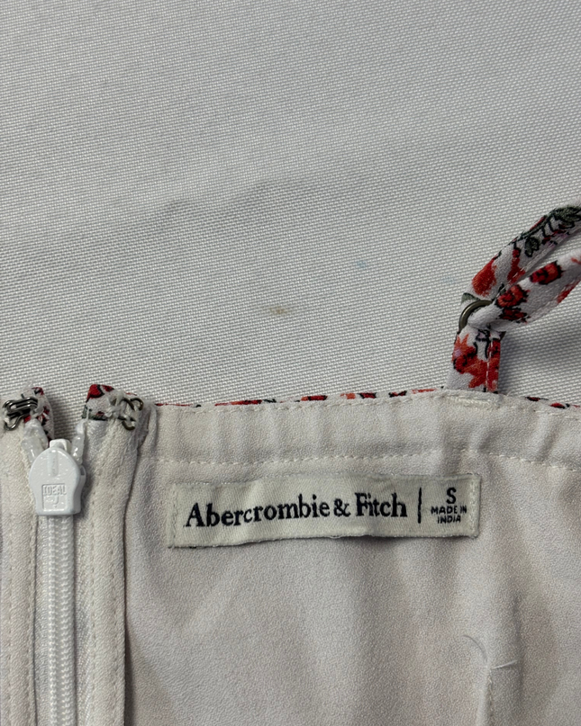 Abercrombie & Fitch White Floral Twist Front Cutout Mini Dress