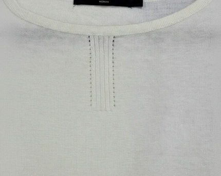 G2000 White 3/4 Sleeve Knit with Slit Cuffs Top