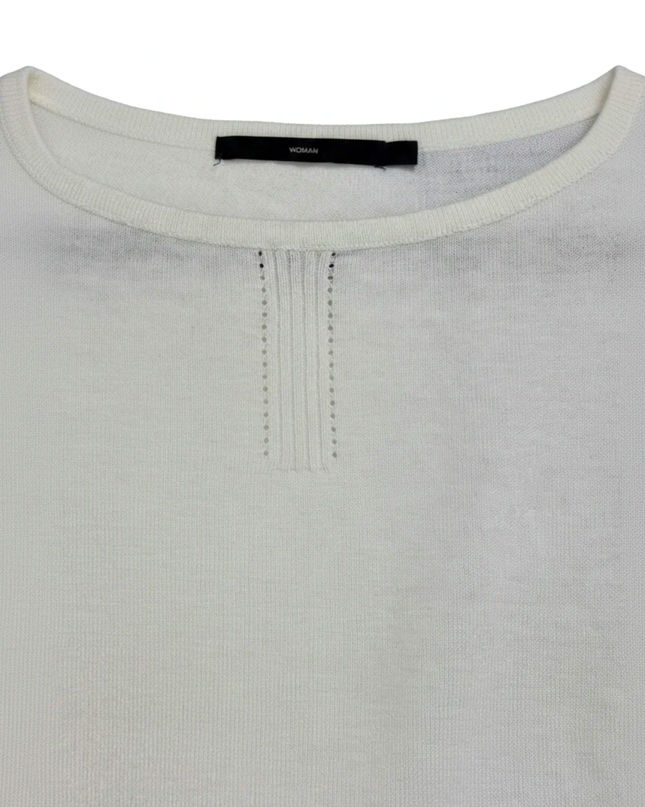 G2000 White 3/4 Sleeve Knit with Slit Cuffs Top