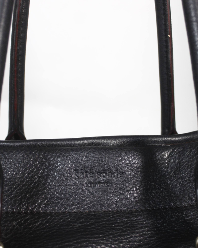 Kate Spade Black Pebbled Leather Drawstring Tote Bag