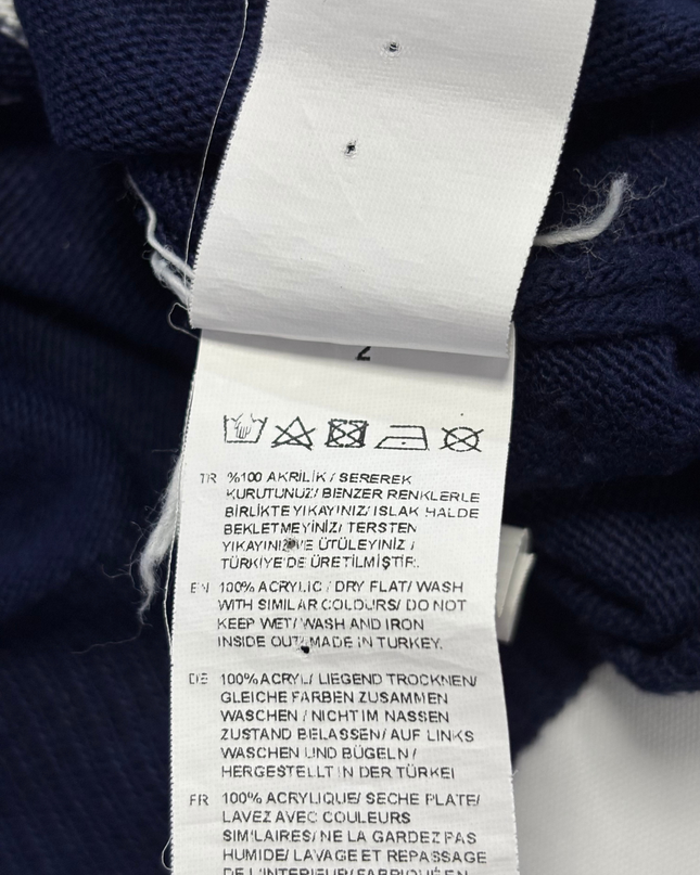 Trendyol Navy Blue Striped Polo Collar Knit Sweater