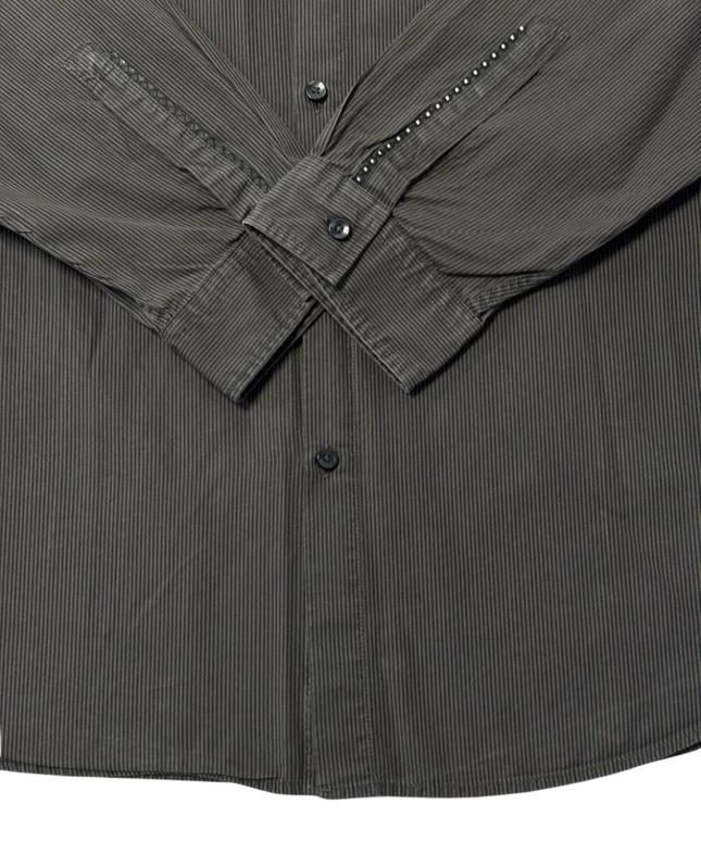 BOSS Regular Fit Grey Micro-Stripe Long Sleeve Shirt