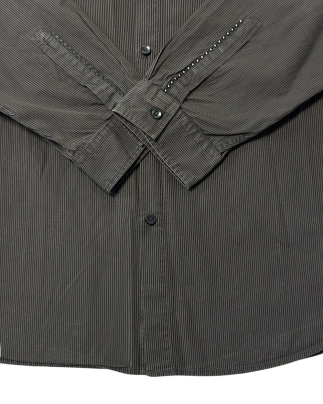 BOSS Regular Fit Grey Micro-Stripe Long Sleeve Shirt