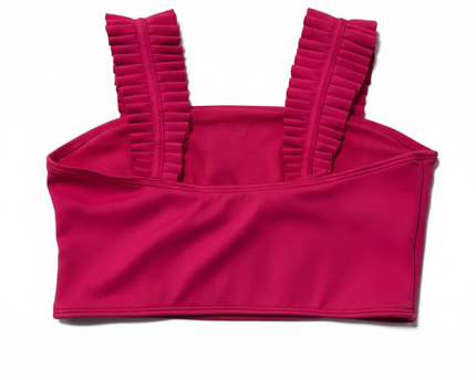 HABITUAL girl Pink Ruffle Strap Crop Top