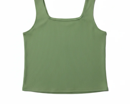 ONLY Green Ribbed Lace-Up Front Tank Top