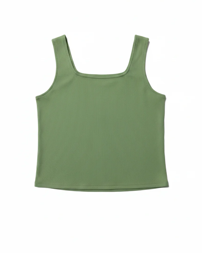 ONLY Green Ribbed Lace-Up Front Tank Top