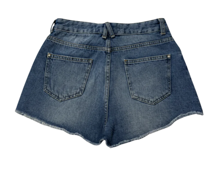 Zara Blue Distressed Embellished Denim Shorts