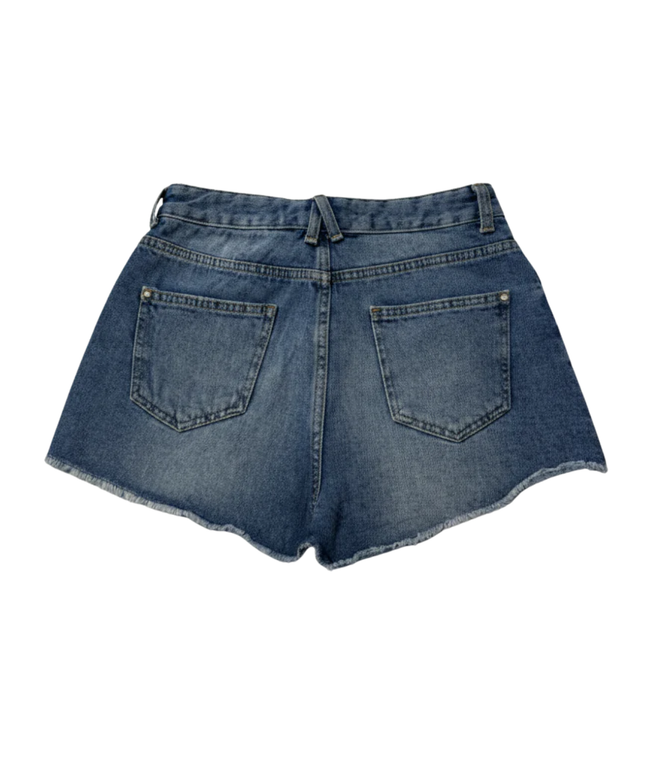 Zara Blue Distressed Embellished Denim Shorts
