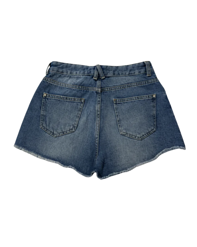 Zara Blue Distressed Embellished Denim Shorts