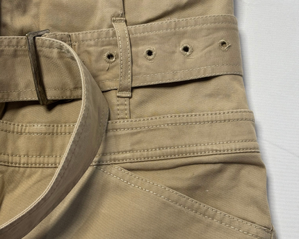 Zara Beige High-Waisted Wide Leg Belted Utility Pants
