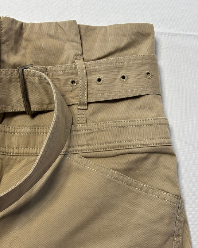 Zara Beige High-Waisted Wide Leg Belted Utility Pants