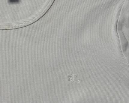 Ralph Lauren White Ribbed Crew Neck T-Shirt