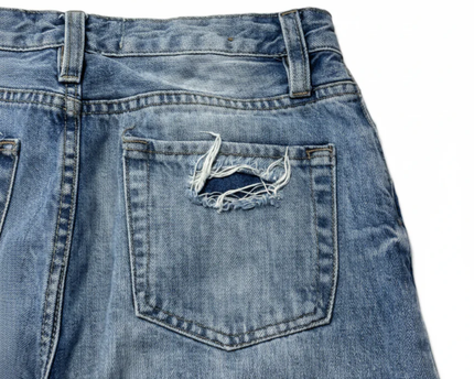 Angel Kiss Blue Distressed High-Rise Tapered Jeans