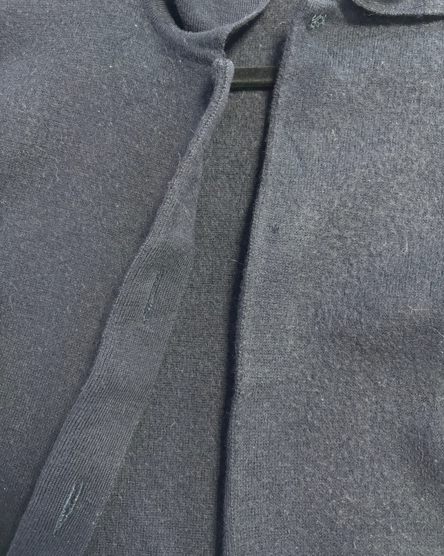 Burberry Black Vintage Knit Cardigan with Striped Trim