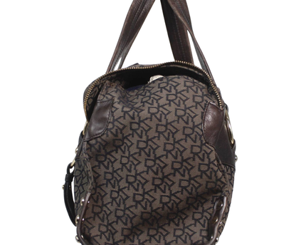 DKNY Brown Monogram Canvas and Leather Satchel Bag