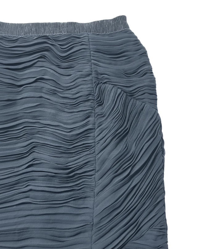 Burberry Navy Blue Ruched Pencil Skirt
