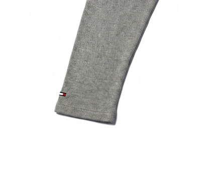 Tommy Hilfiger Grey V-Neck Ribbed Cotton Sweater