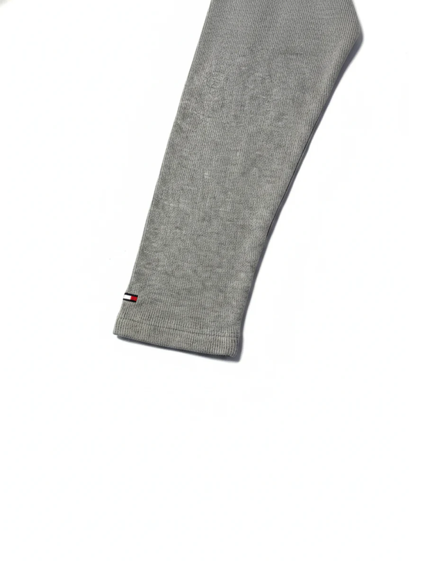 Tommy Hilfiger Grey V-Neck Ribbed Cotton Sweater