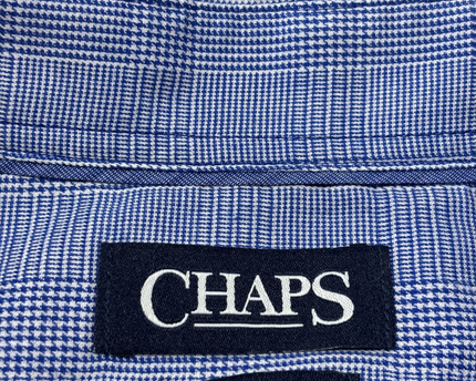 Chaps Blue Micro-Check Easy Care Twill Long Sleeve Shirt